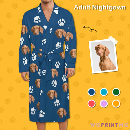 Custom Pet Face Paws Adult Robe (Unisex)-11