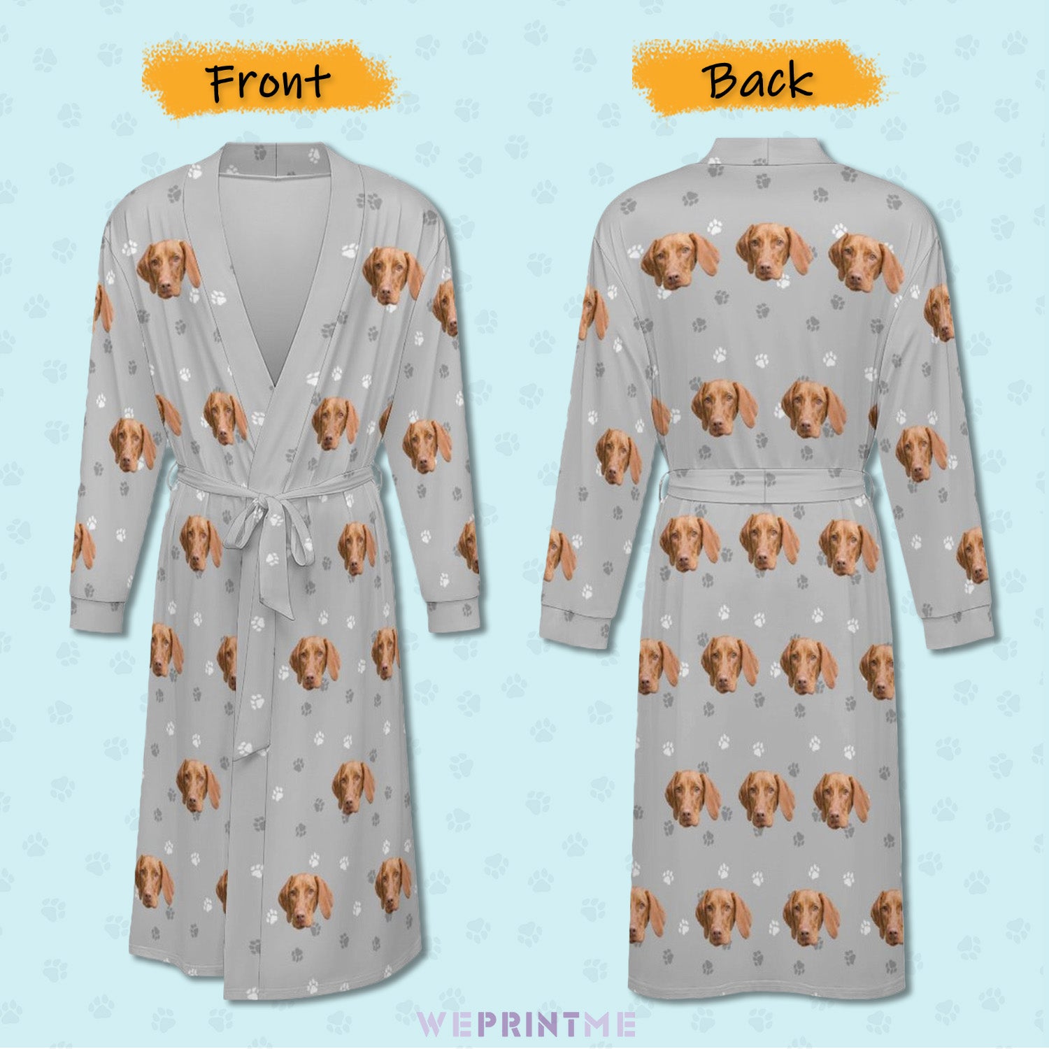 Custom Pet Face Paws Adult Robe (Unisex)-3
