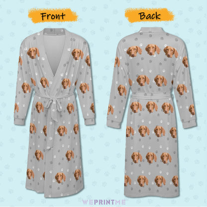 Custom Pet Face Paws Adult Robe (Unisex)-3
