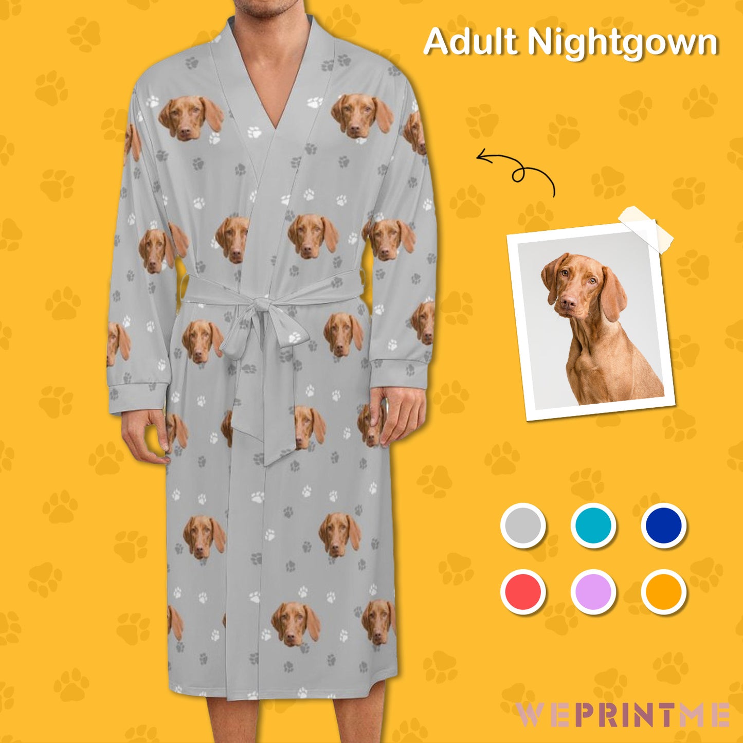 Custom Pet Face Paws Adult Robe (Unisex)-1