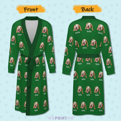 Custom Pet Face and Name Adult Robe (Unisex)-3