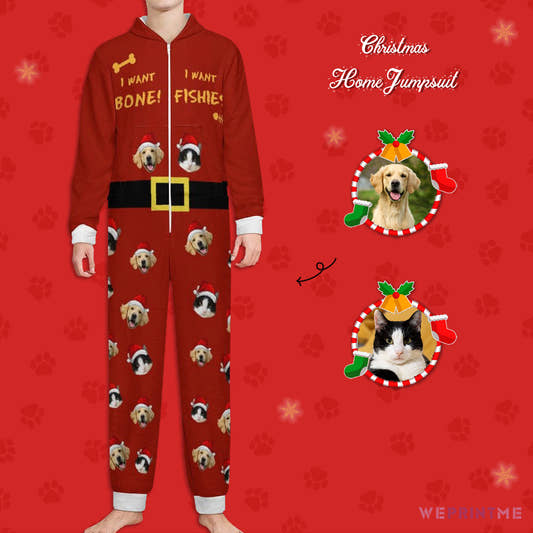 Custom Pet Face Want Gifts Kid's Flannel Onesies-Main-WePrintMe