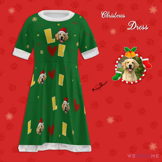 Custom Pet Face Love Girls Dress-Main-WePrintMe