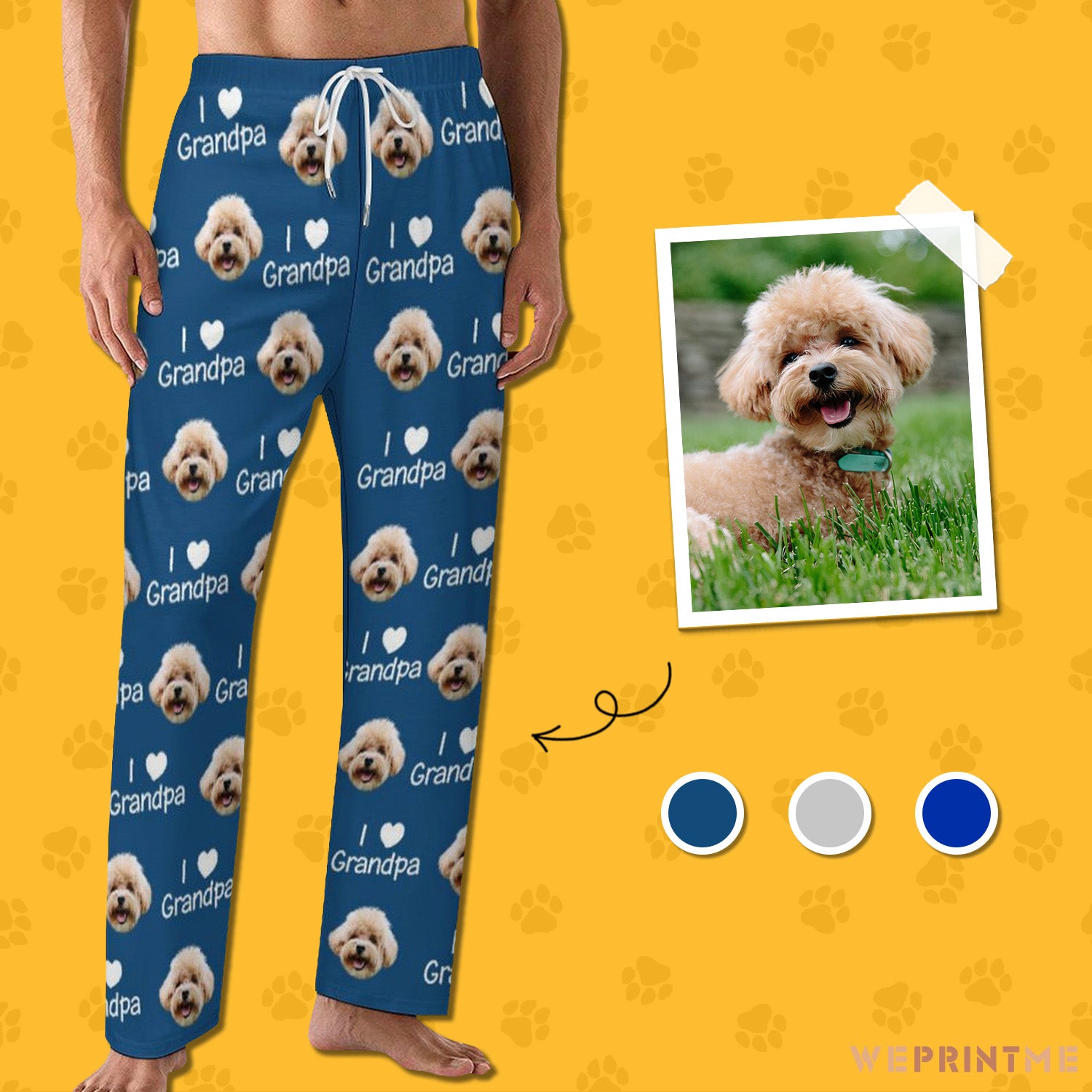 Personalized Pet Face Pajama Pants Love Grandparent for Men-WEPRINTME-1