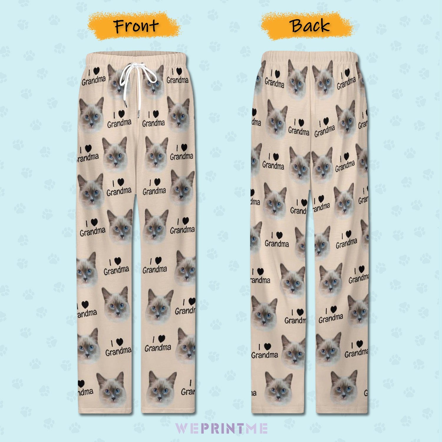 Personalized Pet Face Pajama Pants Love Grandparent for Women-WEPRINTME-3