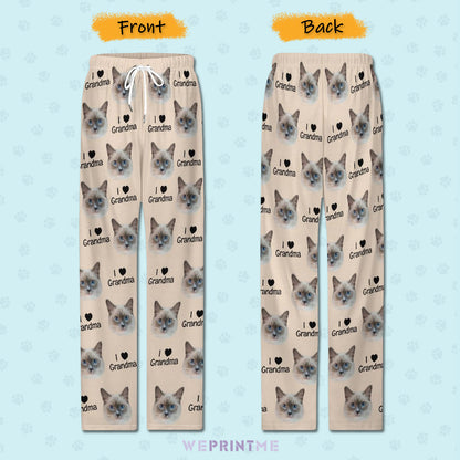 Personalized Pet Face Pajama Pants Love Grandparent for Women-WEPRINTME-3