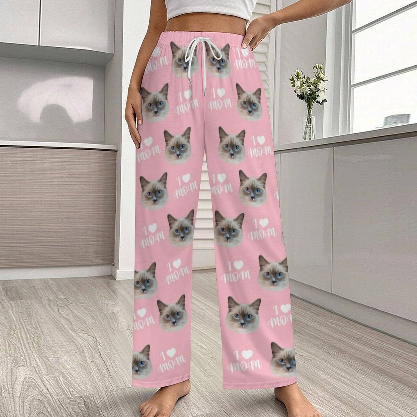 Personalized Pet Face Pajama Pants Love Parent for Women-WEPRINTME-2
