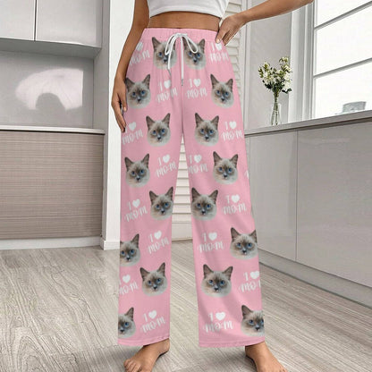 Personalized Pet Face Pajama Pants Love Parent for Women-WEPRINTME-2