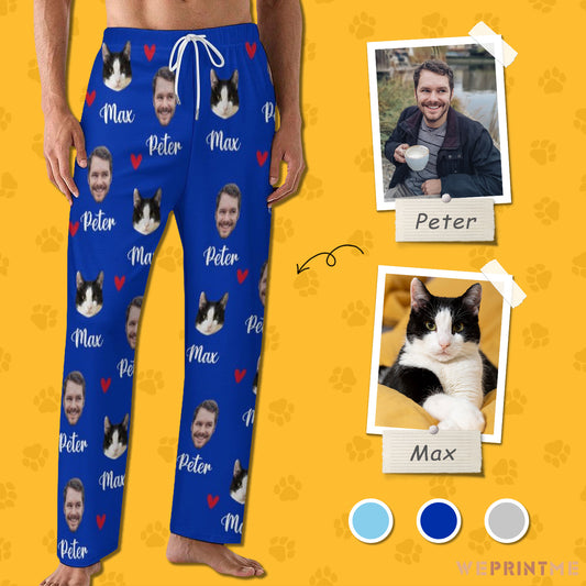 Personalized Pet Pants Face&Name Love Pajama Pants for Men-WEPRINTME-1