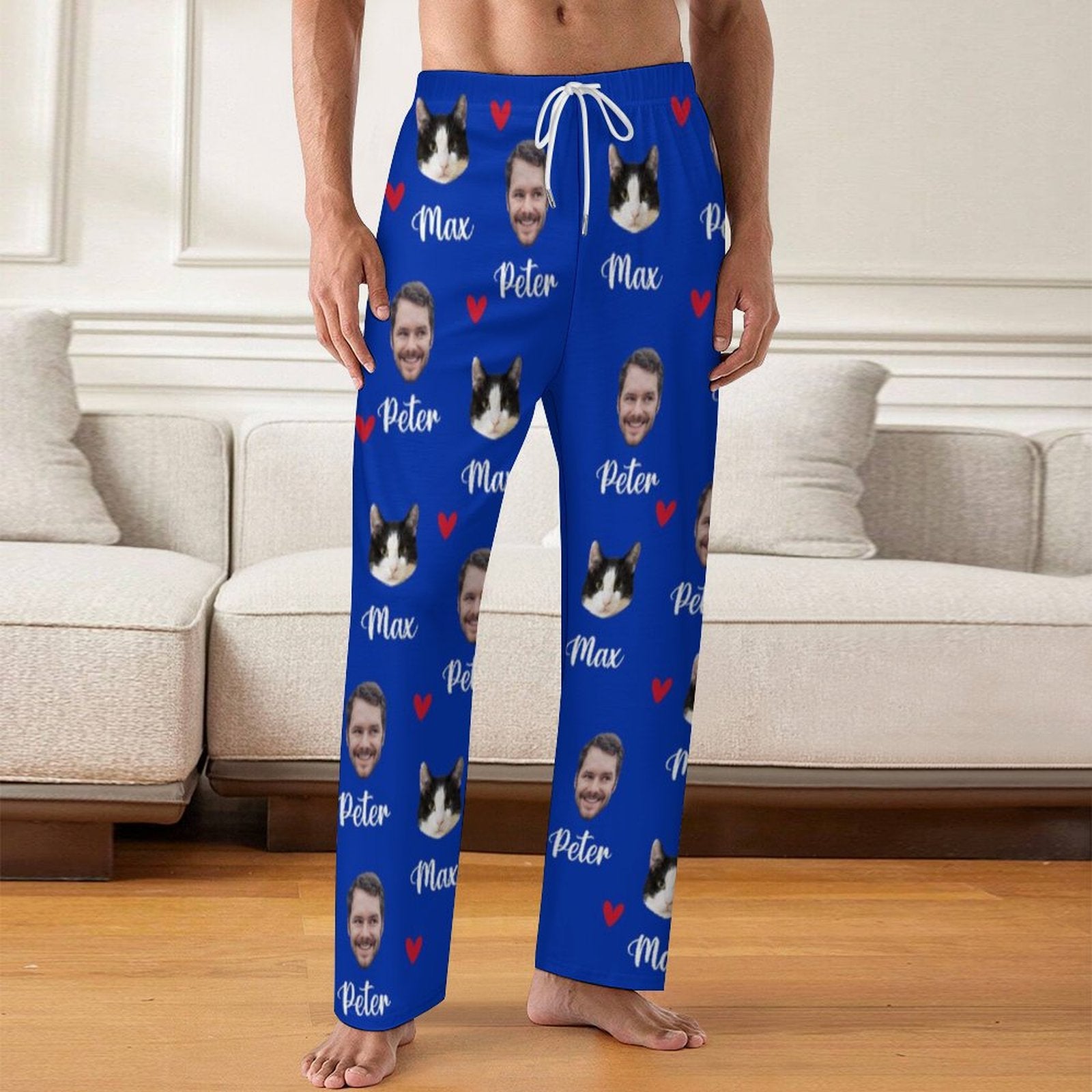 Personalized Pet Pants Face&Name Love Pajama Pants for Men-WEPRINTME-2