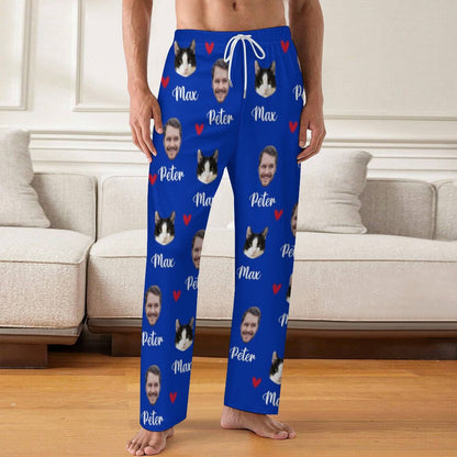 Personalized Pet Pants Face&Name Love Pajama Pants for Men-WEPRINTME-2