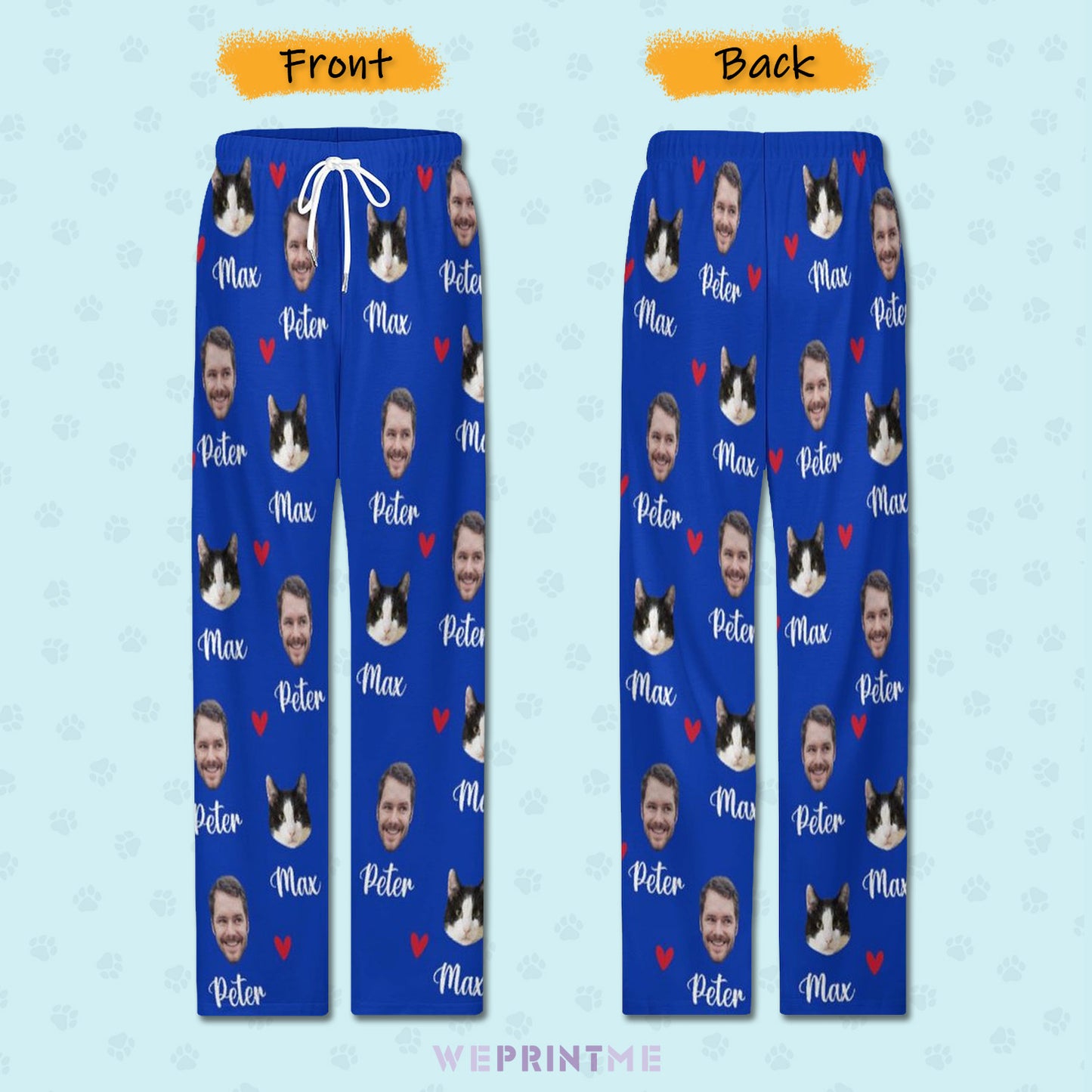 Personalized Pet Pants Face&Name Love Pajama Pants for Men-WEPRINTME-3
