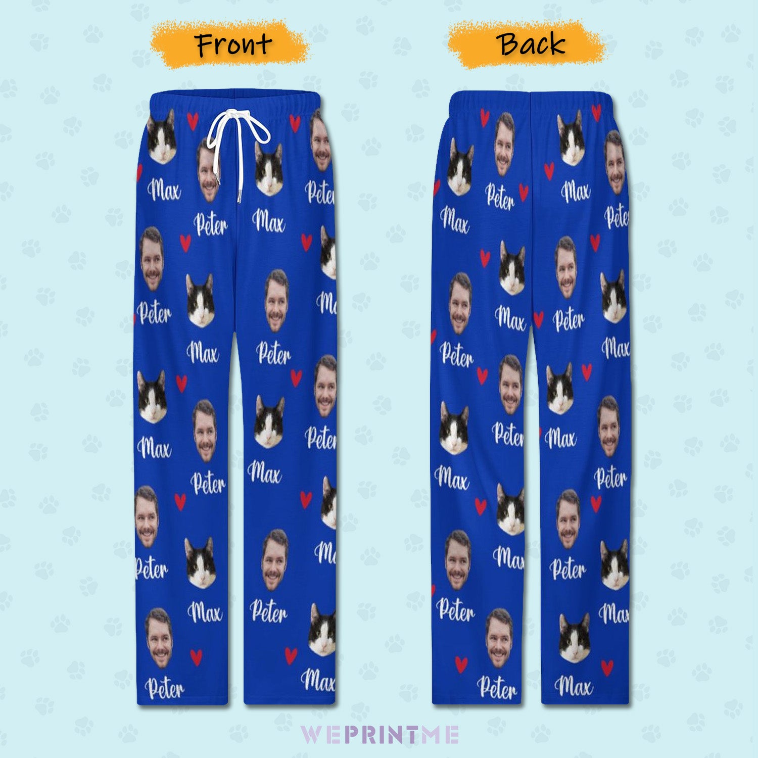 Personalized Pet Pants Face&Name Love Pajama Pants for Men-WEPRINTME-3