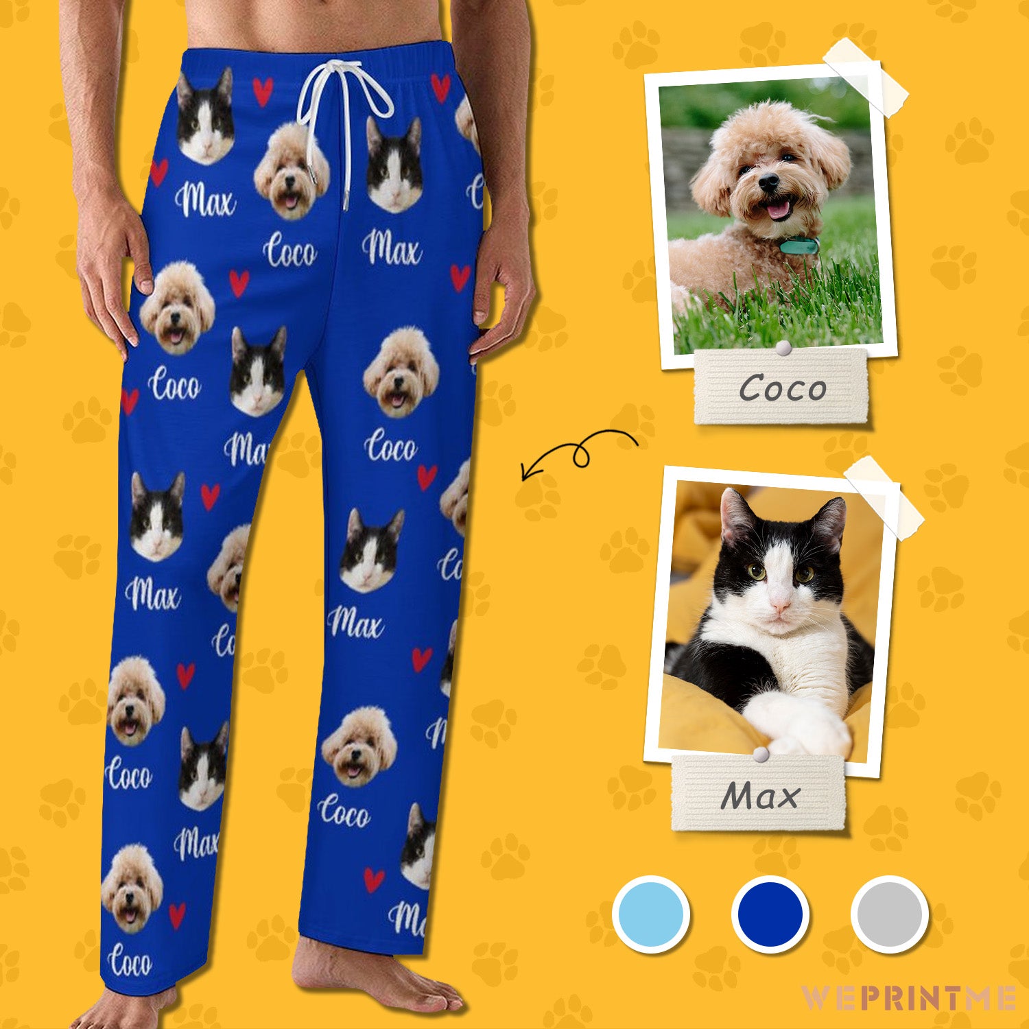 Personalized Pet Pants Face&Name Love Pajama Pants for Men-WEPRINTME-4