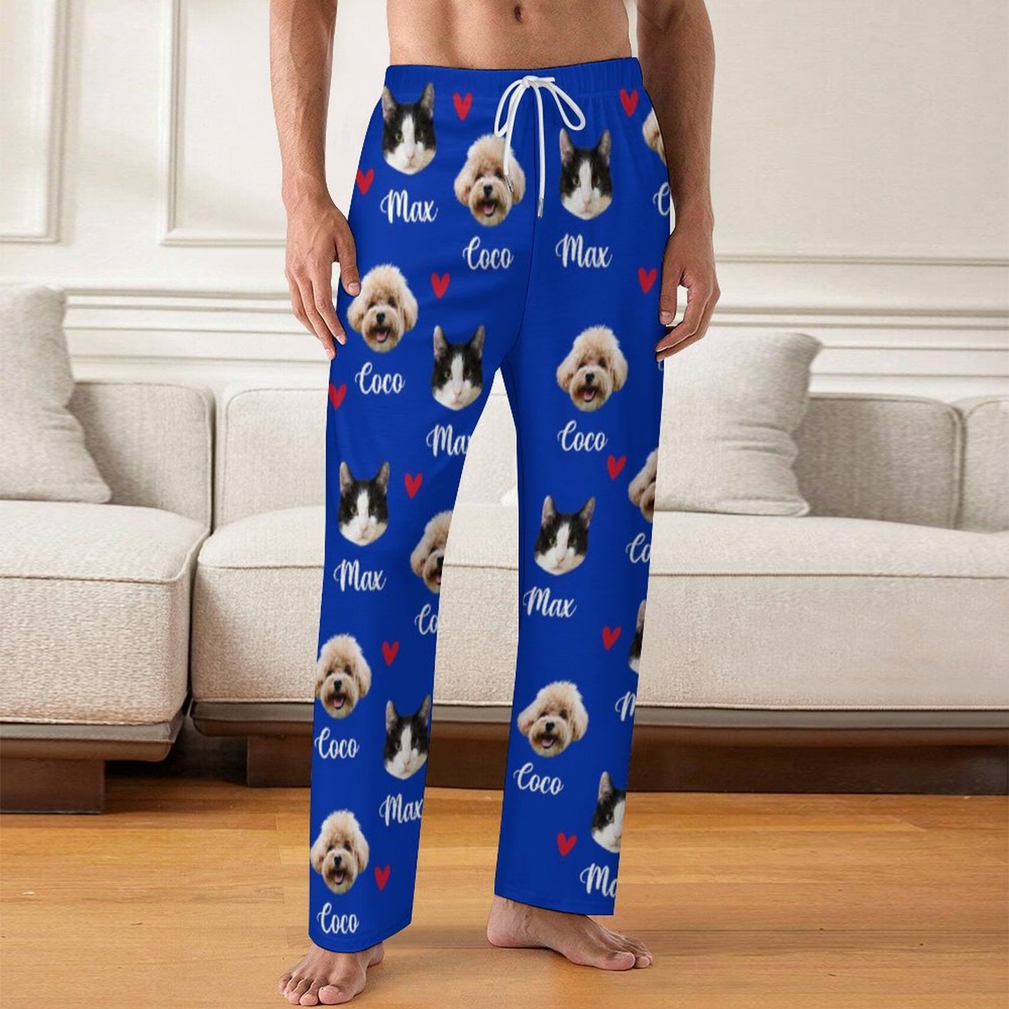 Personalized Pet Pants Face&Name Love Pajama Pants for Men-WEPRINTME-5