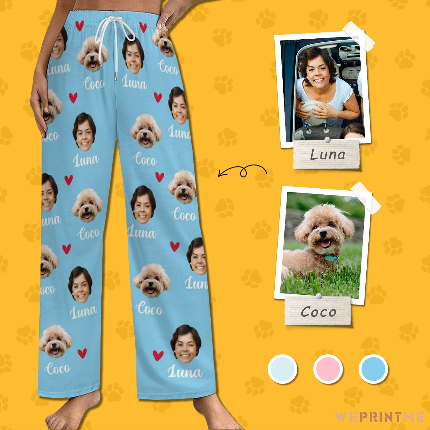 Personalized Pet Pants Face&Name Love Pajama Pants for Women-WEPRINTME-1