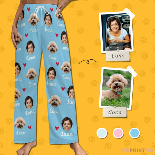 Personalized Pet Pants Face&Name Love Pajama Pants for Women-WEPRINTME-1