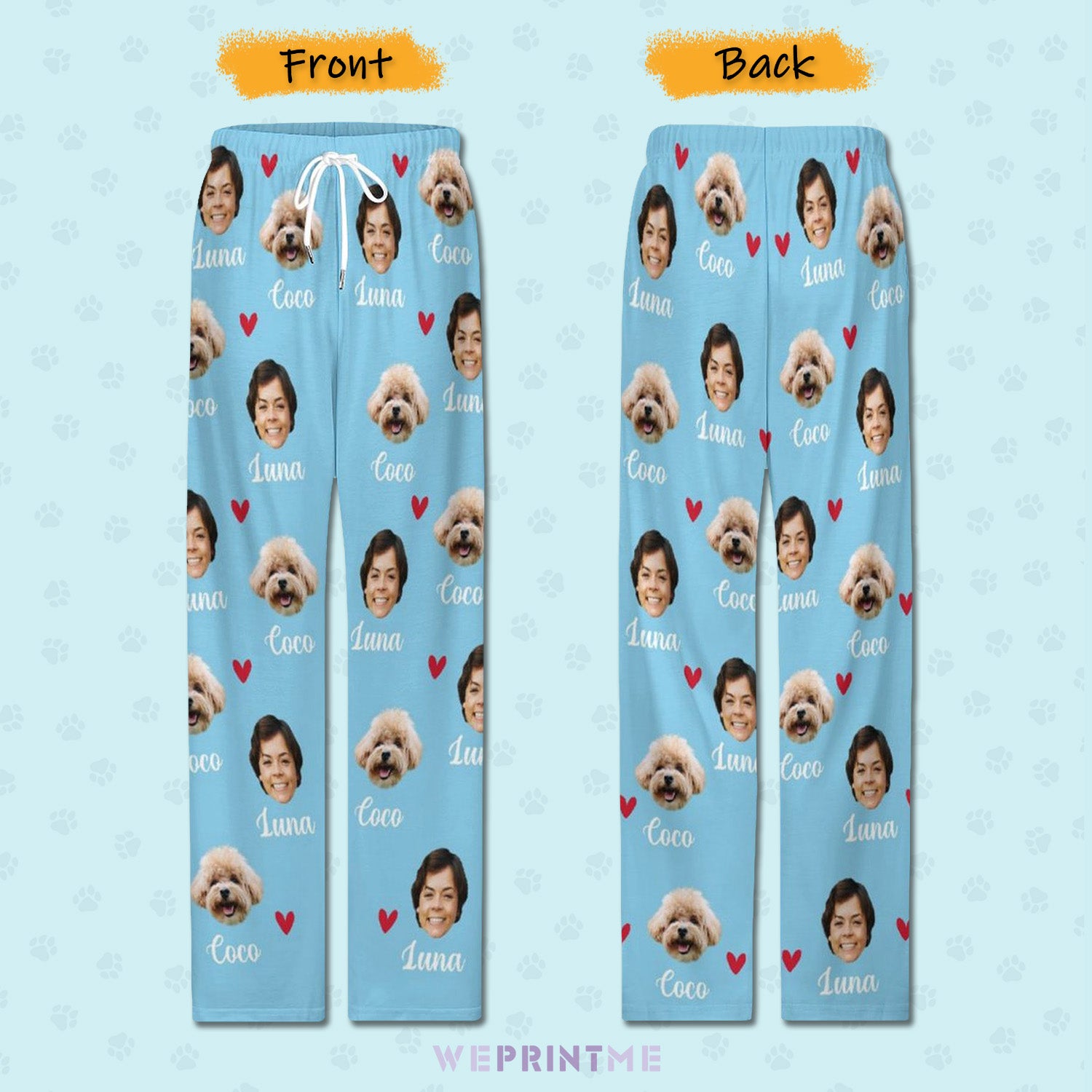 Personalized Pet Pants Face&Name Love Pajama Pants for Women-WEPRINTME-3