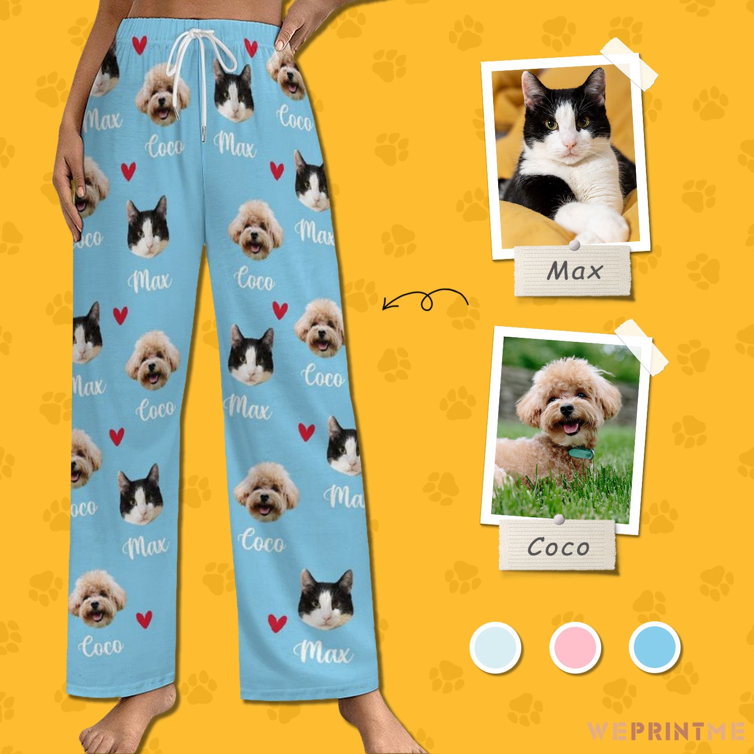 Personalized Pet Pants Face&Name Love Pajama Pants for Women-WEPRINTME-4