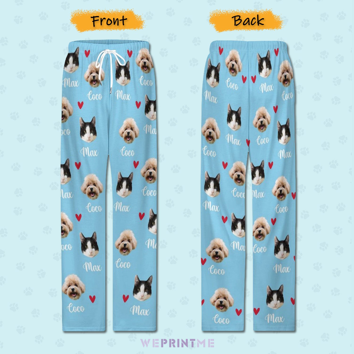 Personalized Pet Pants Face&Name Love Pajama Pants for Women-WEPRINTME-6