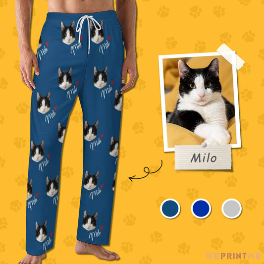 Personalized Pet Pants Face&Name Pajama Pants for Men-WEPRINTME-1