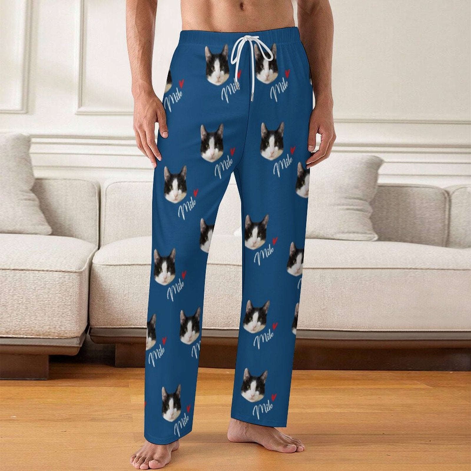 Personalized Pet Pants Face&Name Pajama Pants for Men-WEPRINTME-2