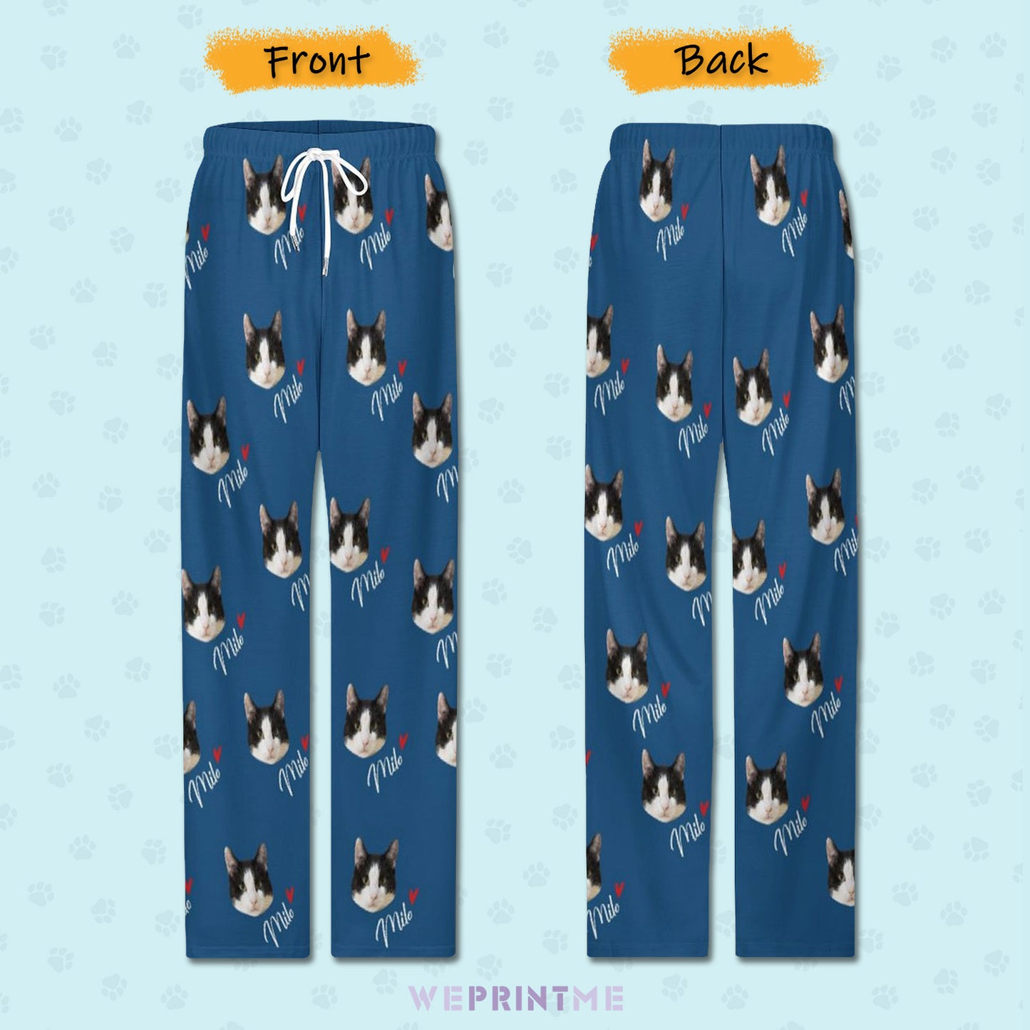 Personalized Pet Pants Face&Name Pajama Pants for Men-WEPRINTME-3