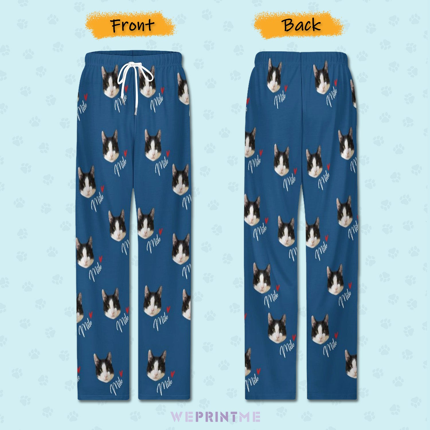 Personalized Pet Pants Face&Name Pajama Pants for Men-WEPRINTME-3