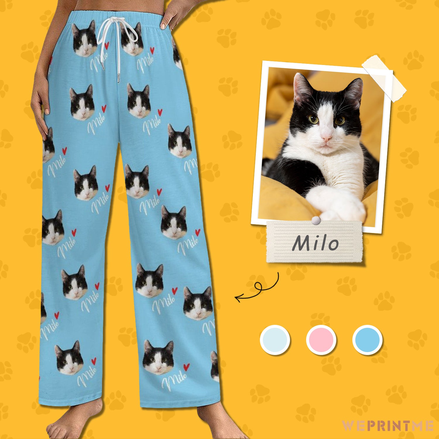 Personalized Pet Pants Face&Name Pajama Pants for Women-WEPRINTME-2