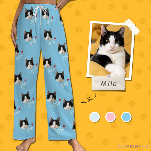 Personalized Pet Pants Face&Name Pajama Pants for Women-WEPRINTME-2