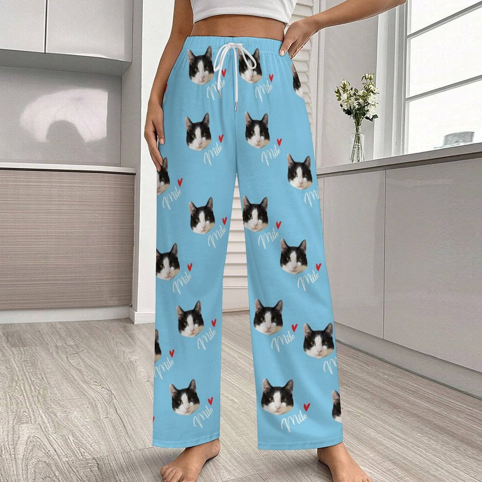 Personalized Pet Pants Face&Name Pajama Pants for Women-WEPRINTME-3