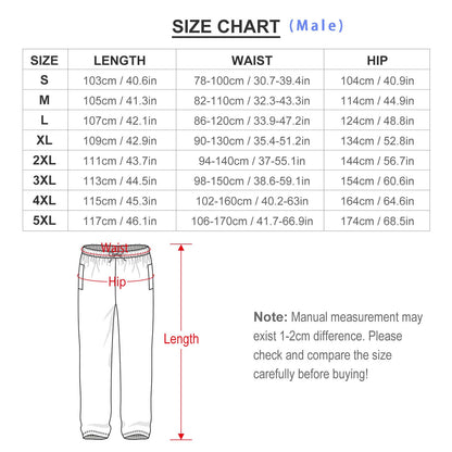 WEPRINTME - Pajama Pants - Male Size Chart