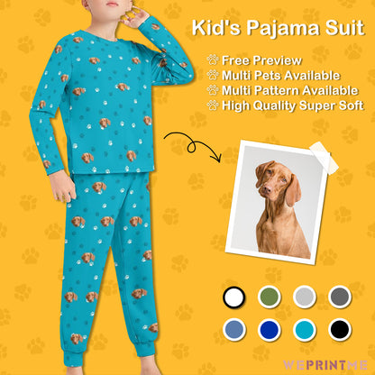 Custom Pet Face Paws and Pets Kids Pajama Set-WEPRINTME-5