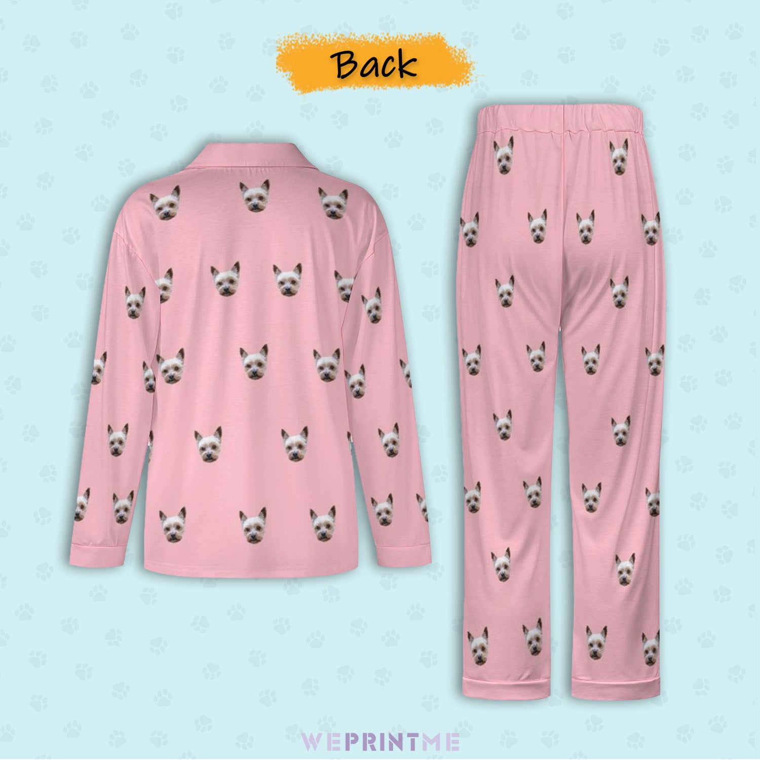 Custom Pet Face Paws V Neck Pajama Set for Women-8-WEPRINTME