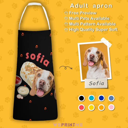 WePrintMeApronCustom Pet Face and Name Mexican Burrito Apron