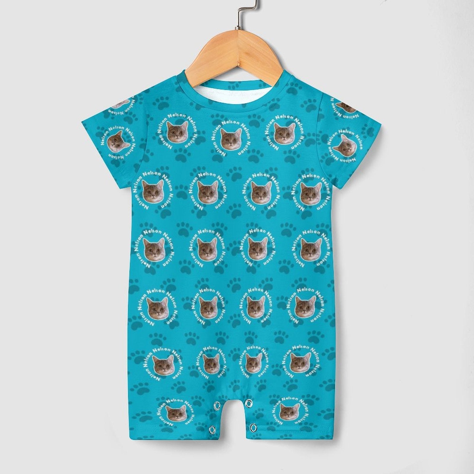 WEPRINTMEBaby SuitCustom Pet Face and Name Circle Baby Romper