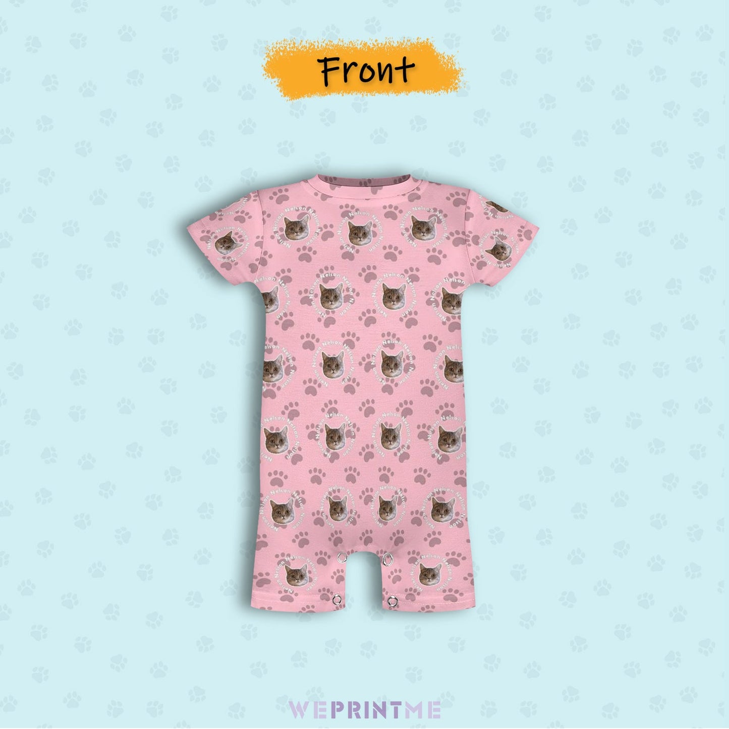 WEPRINTMEBaby SuitCustom Pet Face and Name Circle Baby Romper