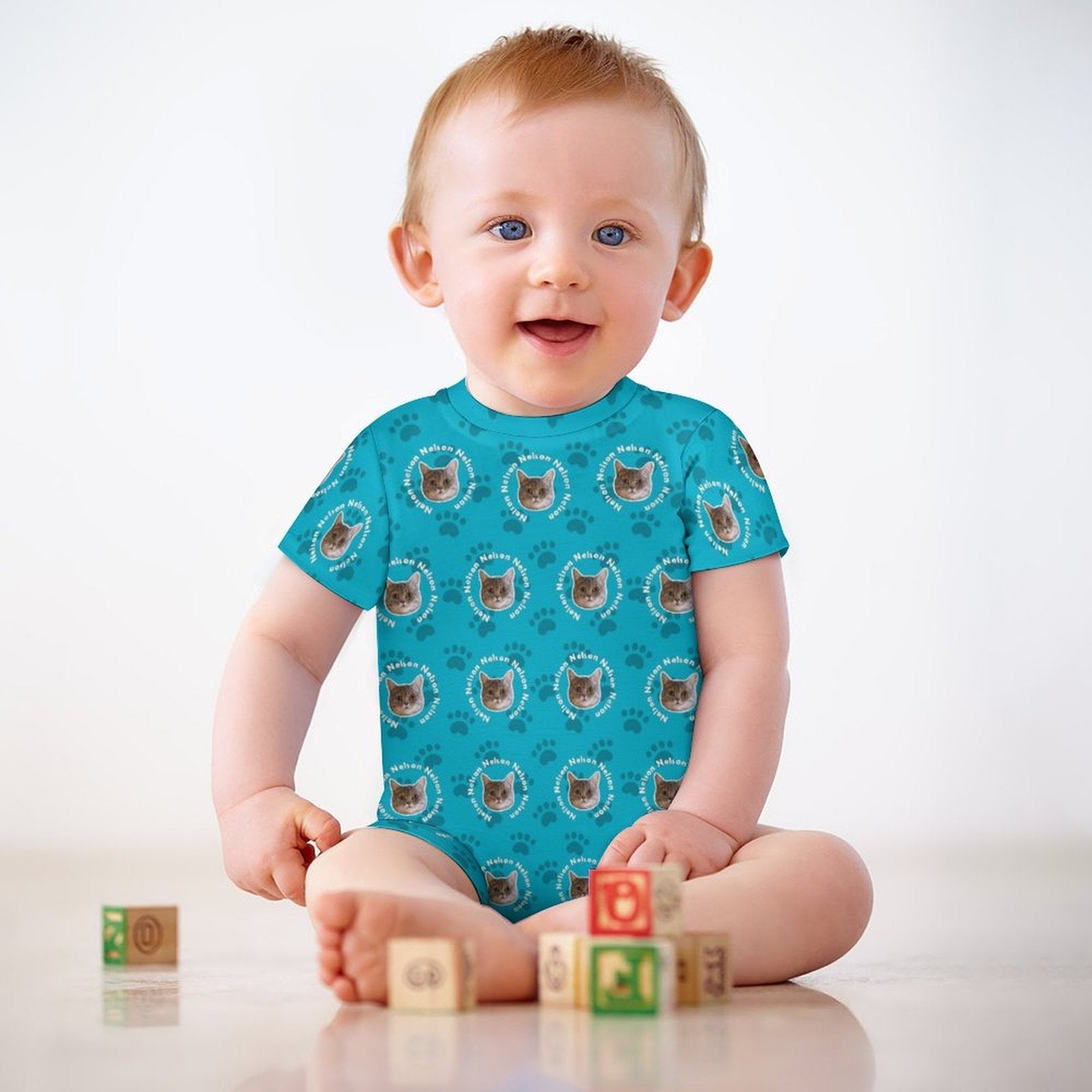 WEPRINTMEBaby SuitCustom Pet Face and Name Circle Baby Romper