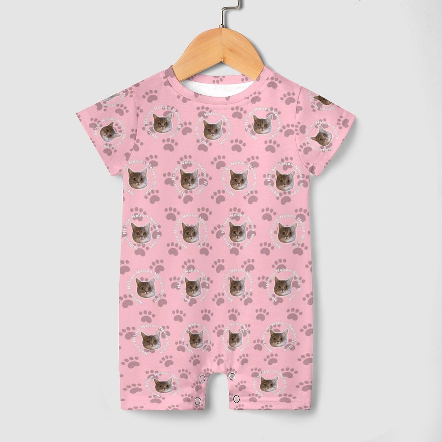 WEPRINTMEBaby SuitCustom Pet Face and Name Circle Baby Romper