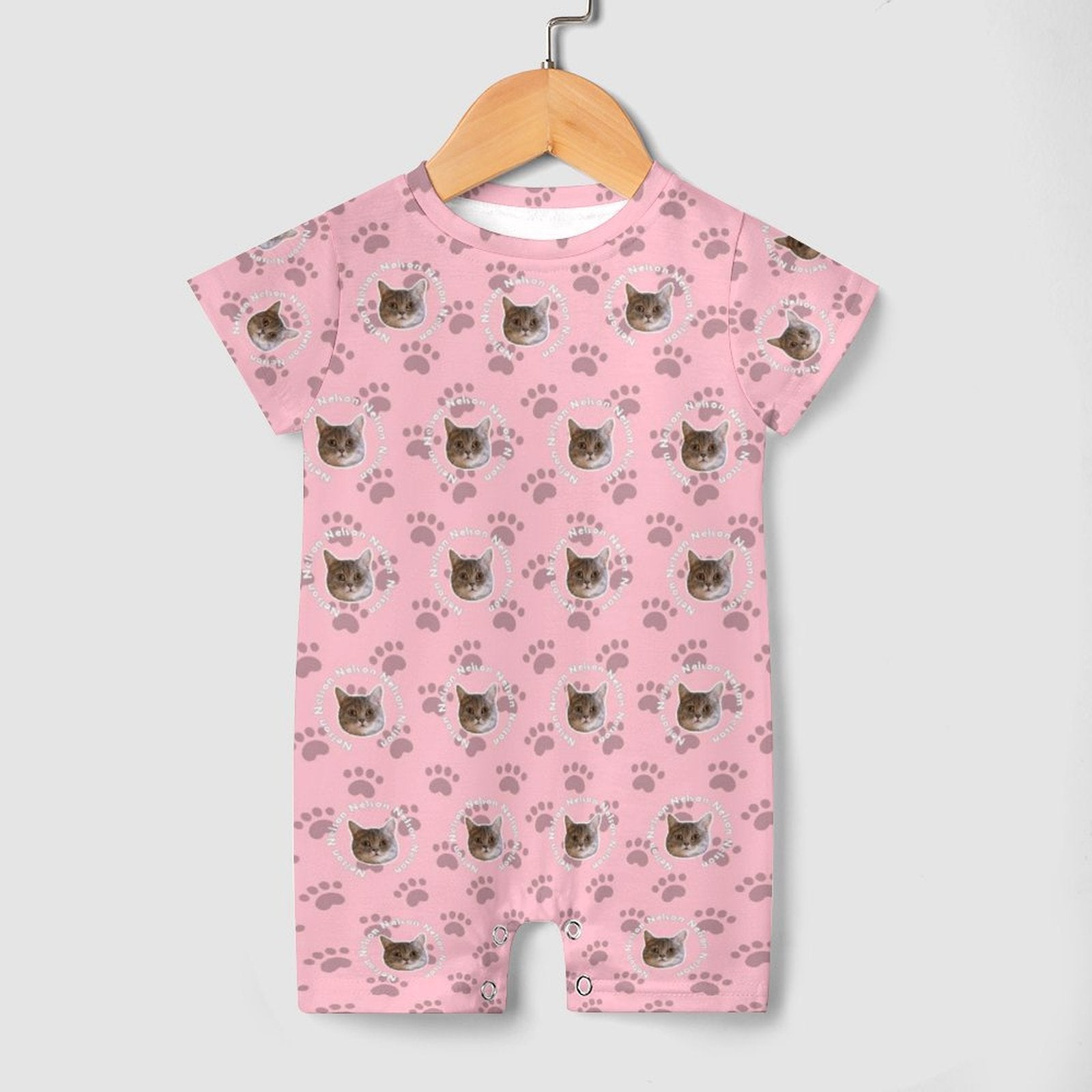 WEPRINTMEBaby SuitCustom Pet Face and Name Circle Baby Romper