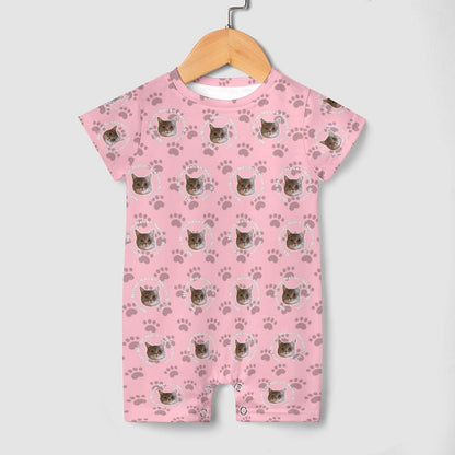 WEPRINTMEBaby SuitCustom Pet Face and Name Circle Baby Romper