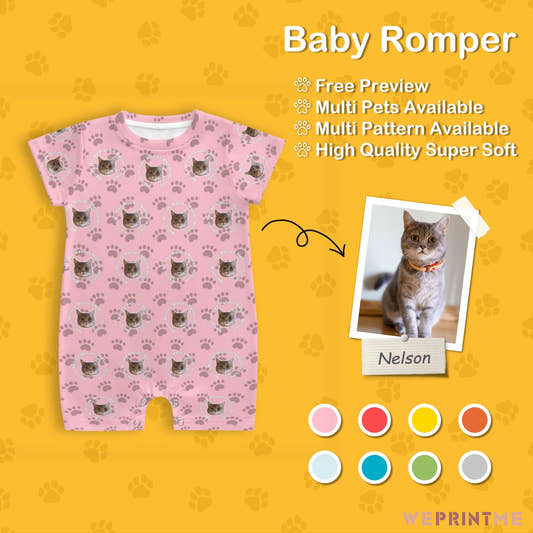 WePrintMeBaby SuitCustom Pet Face and Name Circle Baby Romper