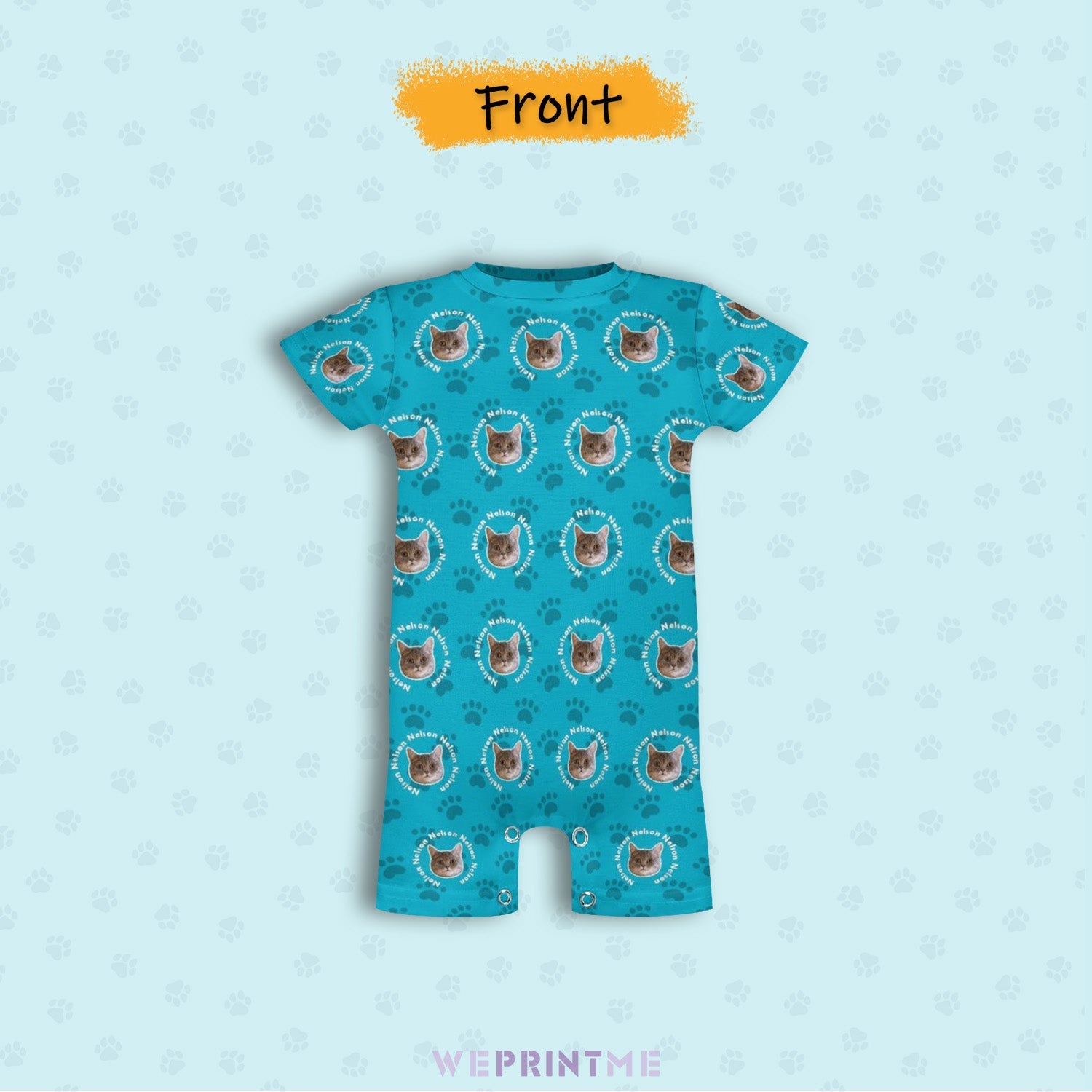 WEPRINTMEBaby SuitCustom Pet Face and Name Circle Baby Romper