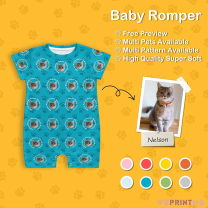 WEPRINTMEBaby SuitCustom Pet Face and Name Circle Baby Romper