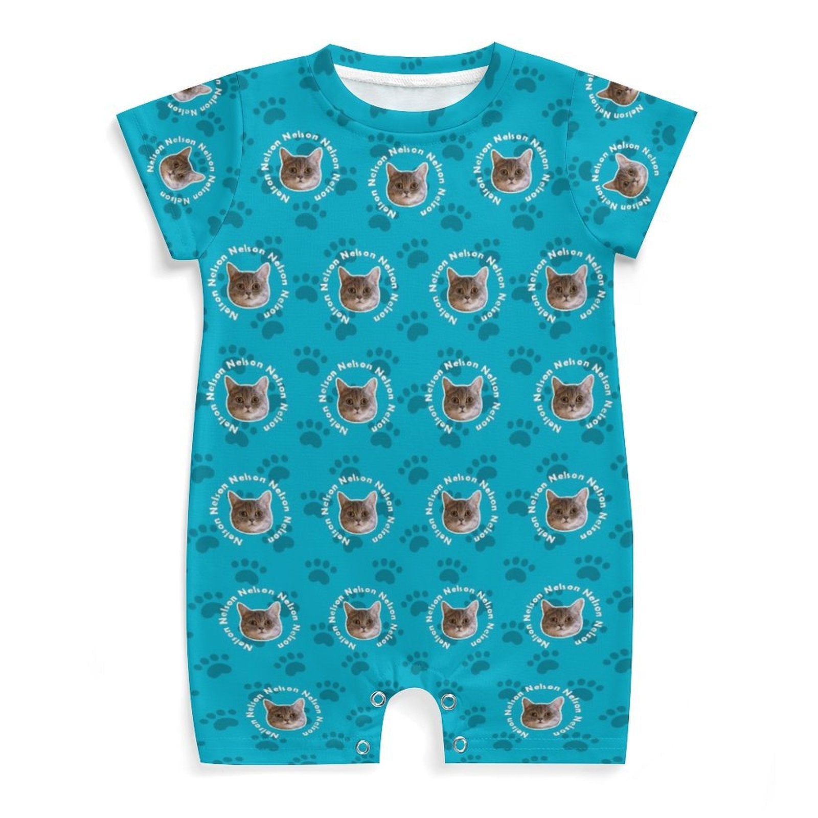 WEPRINTMEBaby SuitCustom Pet Face and Name Circle Baby Romper