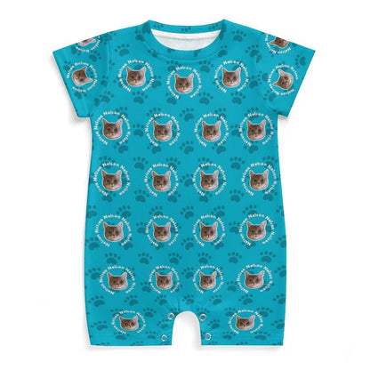 WEPRINTMEBaby SuitCustom Pet Face and Name Circle Baby Romper