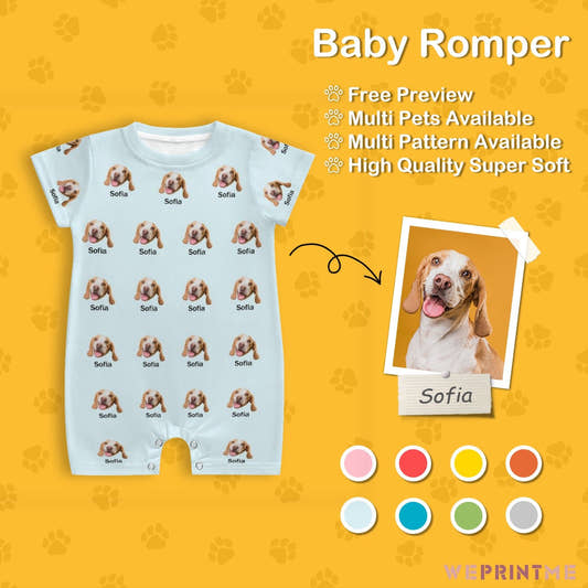 WePrintMeBaby SuitCustom Pet Face and Name Lovely Baby Romper