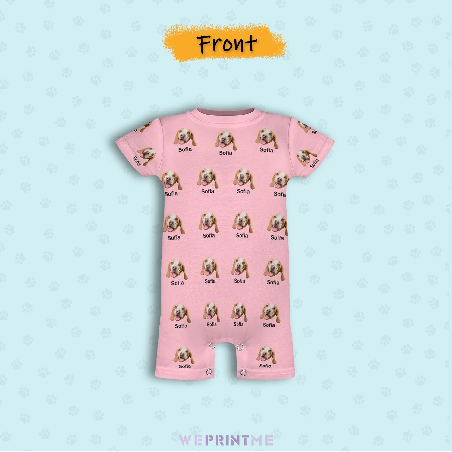 WEPRINTMEBaby SuitCustom Pet Face and Name Lovely Baby Romper