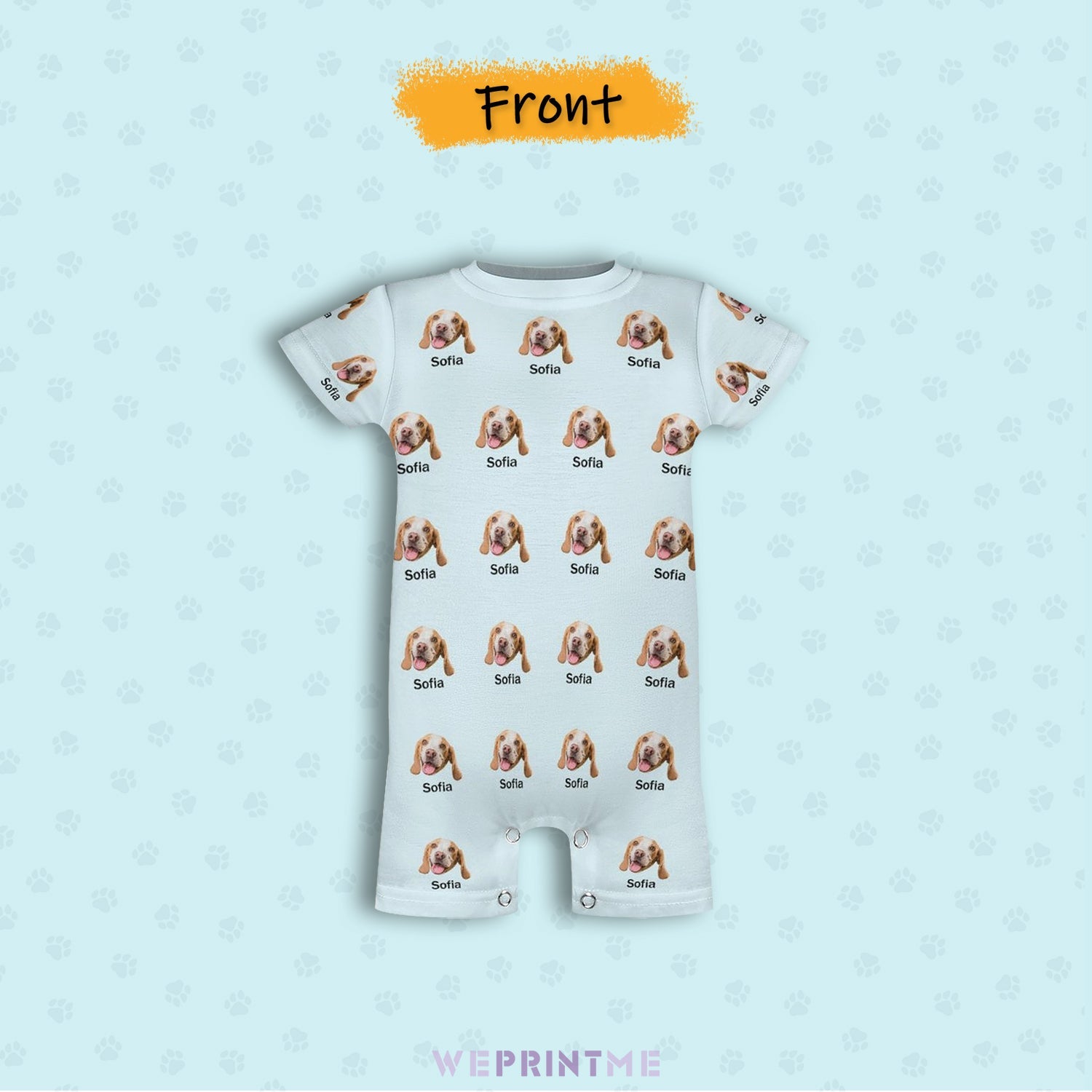 WEPRINTMEBaby SuitCustom Pet Face and Name Lovely Baby Romper