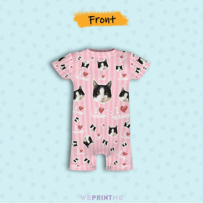 WEPRINTMEBaby SuitCustom Pet Face and Name Stripe Baby Romper